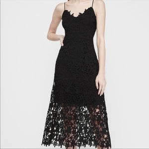 NWOT Express Midi Floral Lace Dress Black Size Small S